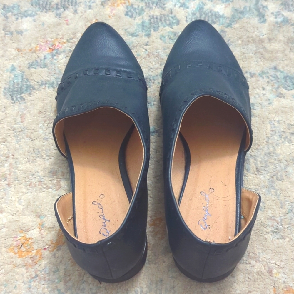 Size 7 navy qupid cutout flats eur size 38 gently used cute details